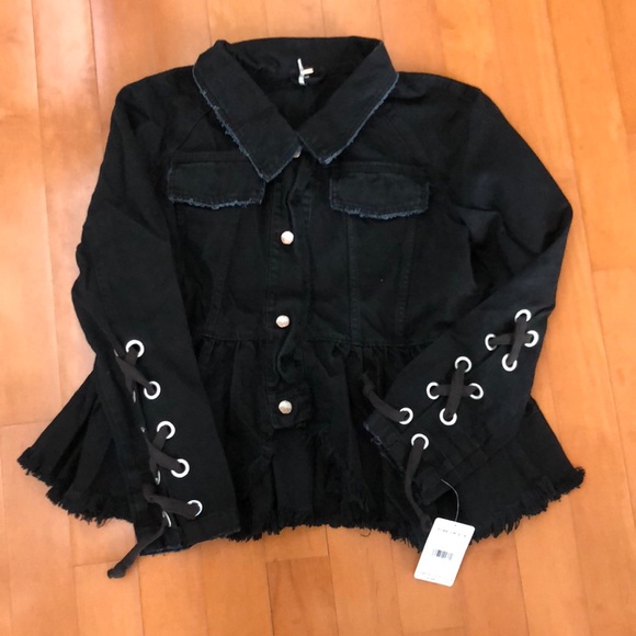 black denim peplum jacket